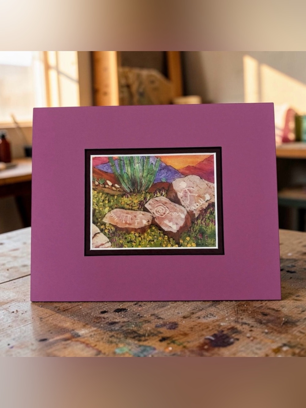 "Ancient Art" Postcard Print – Double Matted Desert Petroglyphs